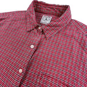 VTG Brooks Brothers Sport Flannel Shirt Women's L Red Plaid Houndstooth Outdoor
